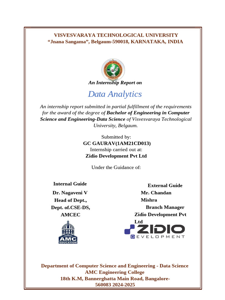 Data Analytics Internship Report 2024 | PDF | Analytics | Cloud Computing