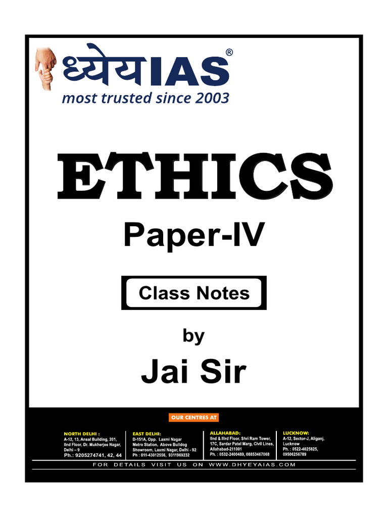Ethics Class Notes by Jai Sir | PDF