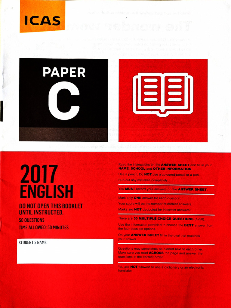 Icas English Paper C 2017 | PDF