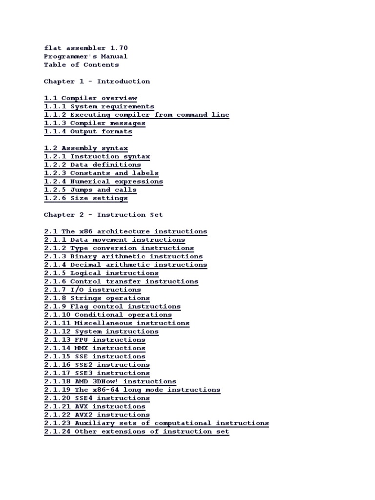 Flat Assembler 1.70 Programmer's Manual | PDF | Assembly Language ...