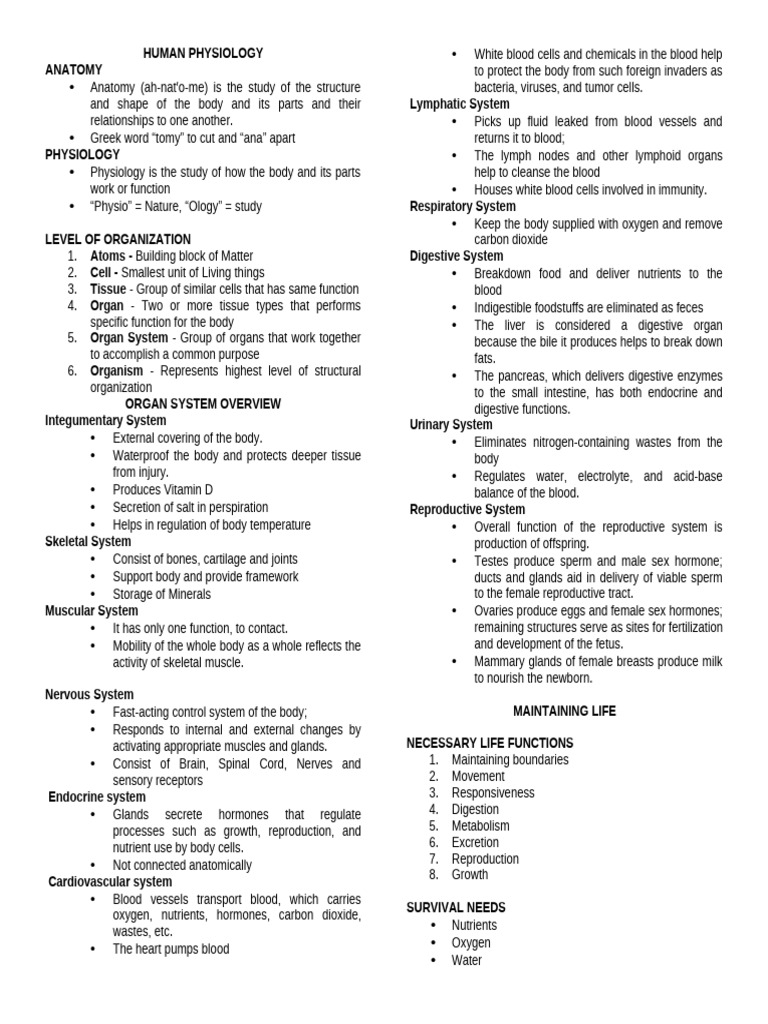 Human Physiology and Anatomy Overview | PDF | Human Body | Anatomical ...