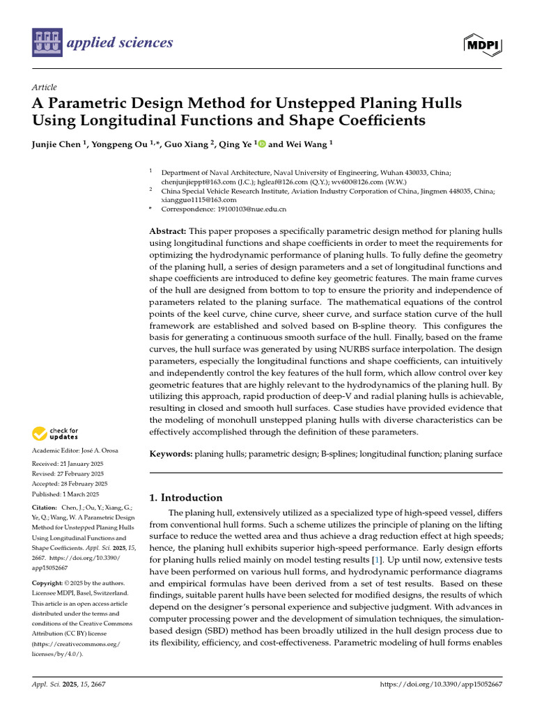A Parametric Design Method for Unstepped Planing Hulls Using ...