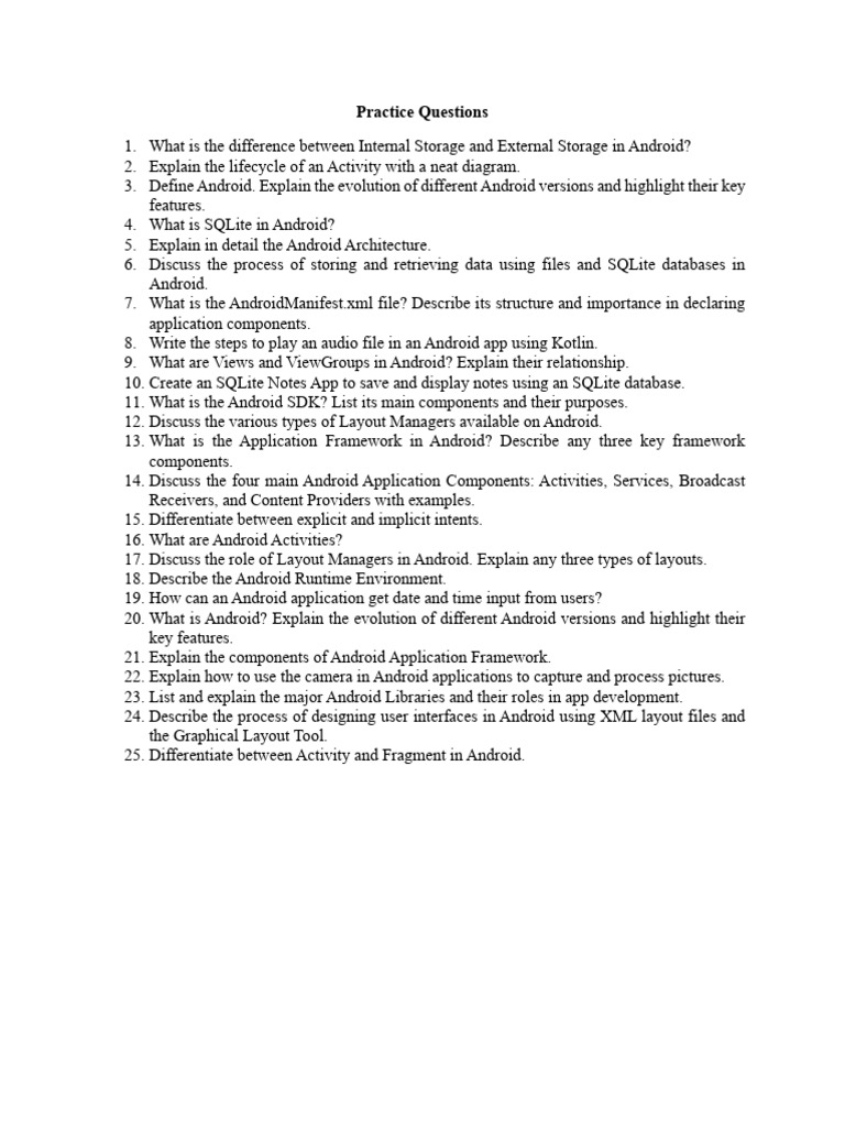 Practice Questions | PDF