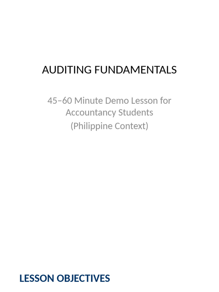Auditing Demo Enhanced Lesson | PDF | Audit | Business