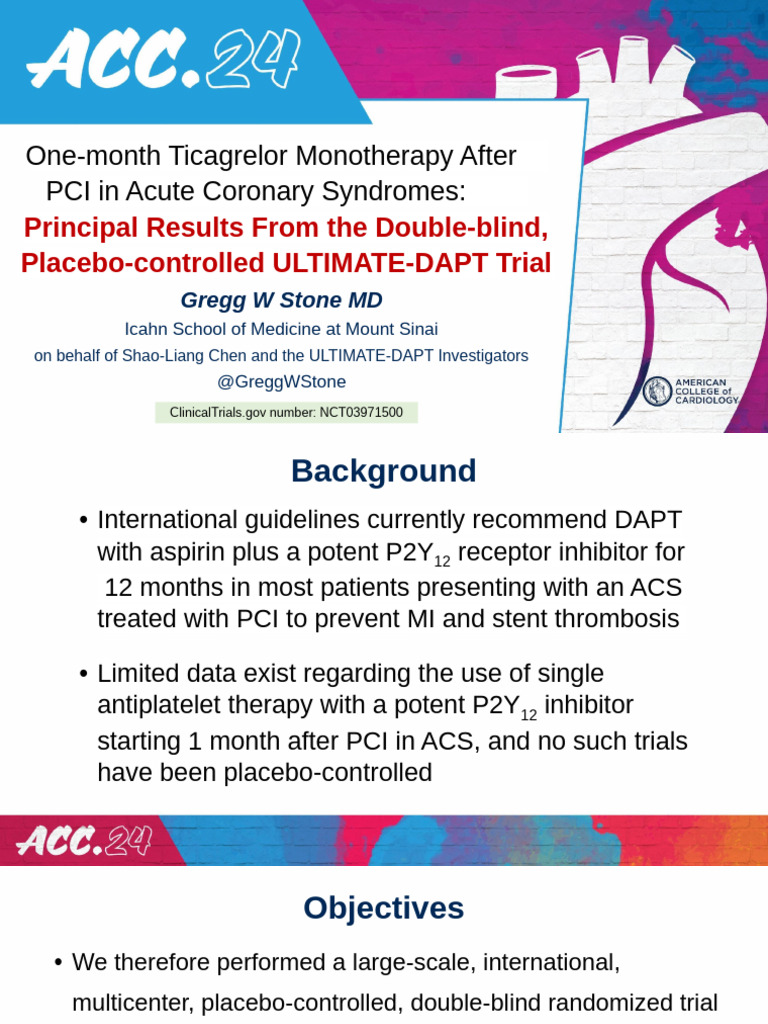 Stone Ultimate Dapt Acc 2024 | PDF | Percutaneous Coronary Intervention ...