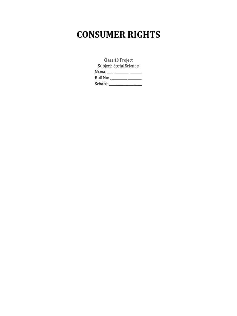 Consumer_Rights_Project_Class10 | PDF | Chess Theory | Chess