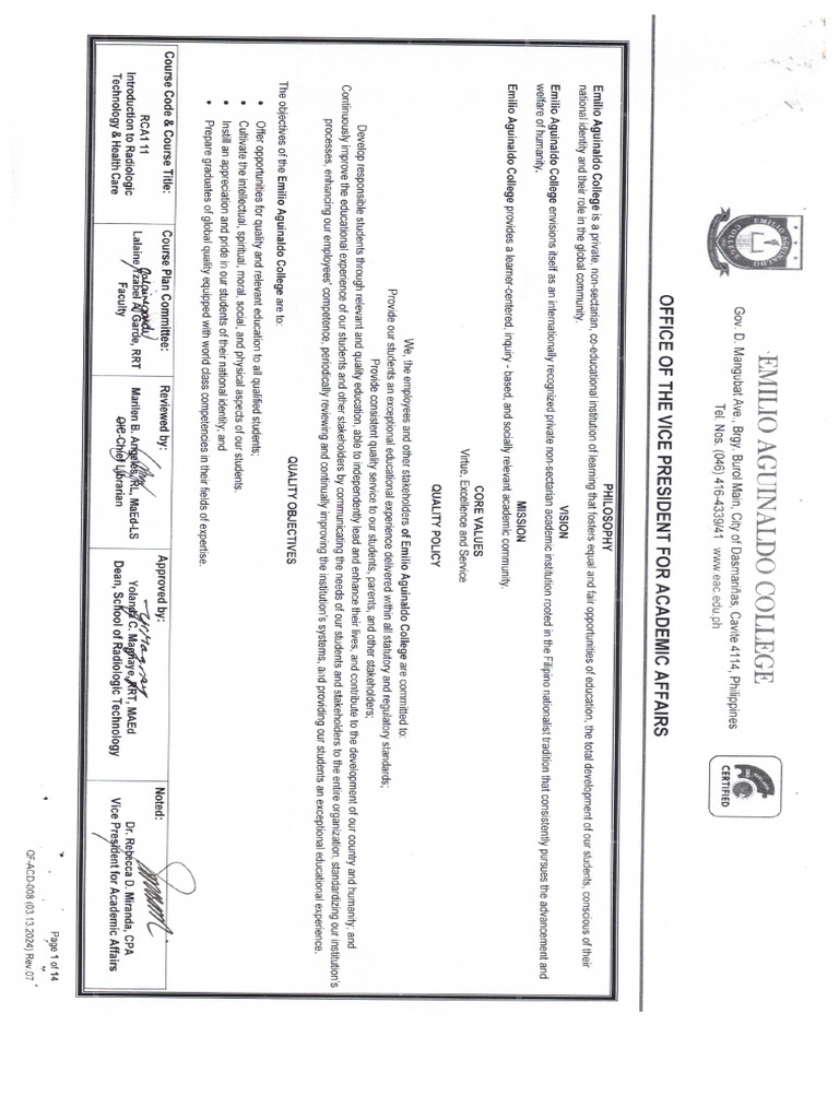 Syllabus - Introduction To Radiologic Technology | PDF