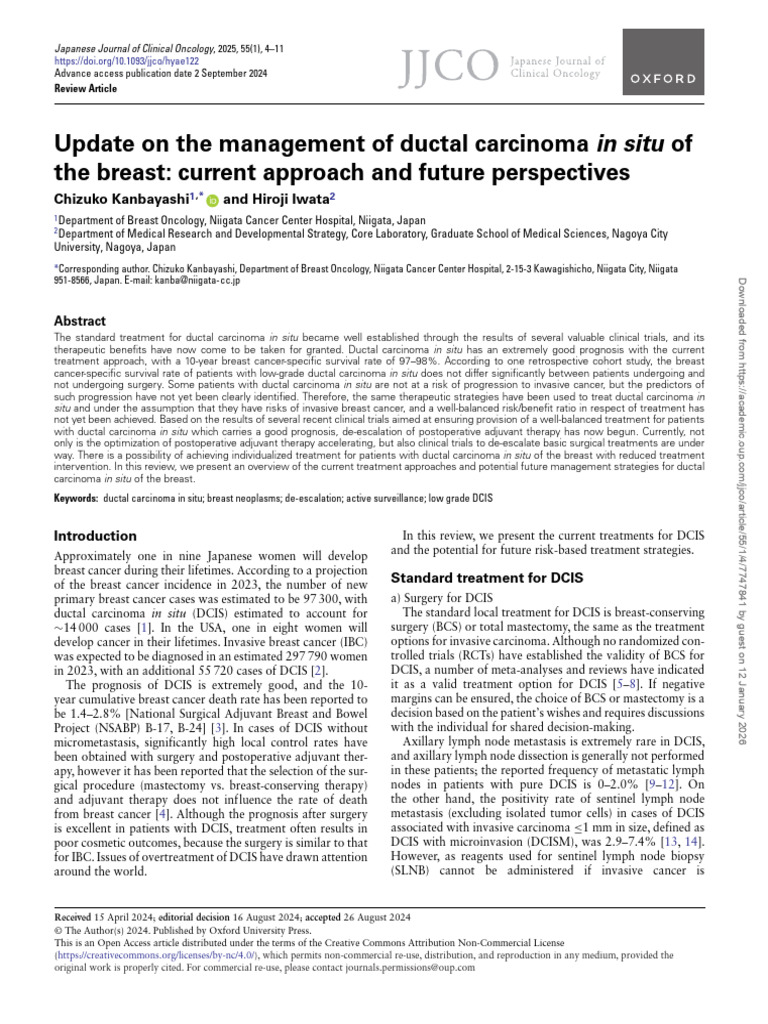Management of Ductal Carcinoma in Situ | PDF | Breast Cancer | Cancer
