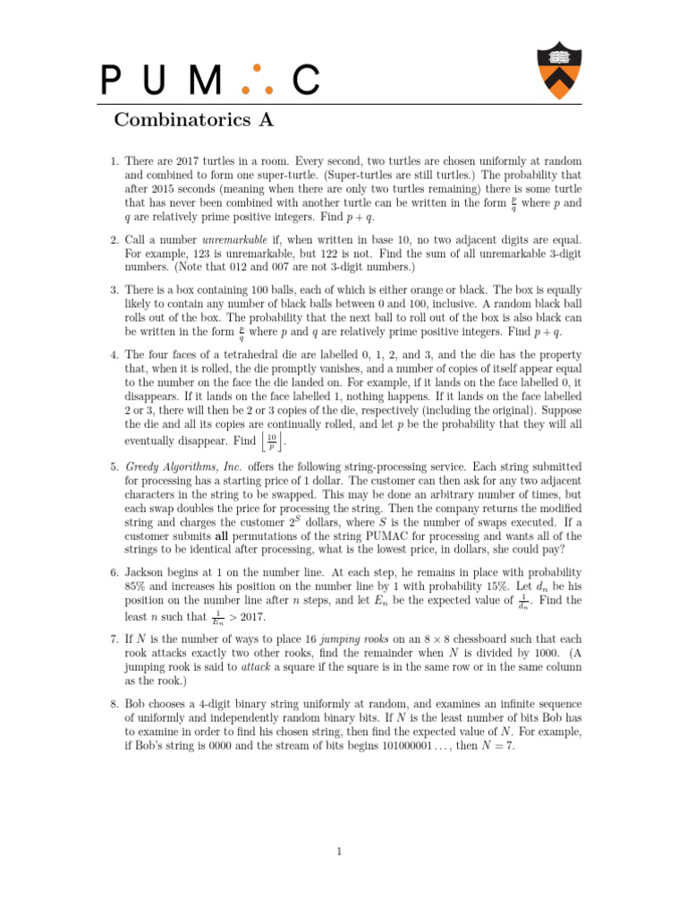 Combinatorics A | PDF | String (Computer Science) | Combinatorics