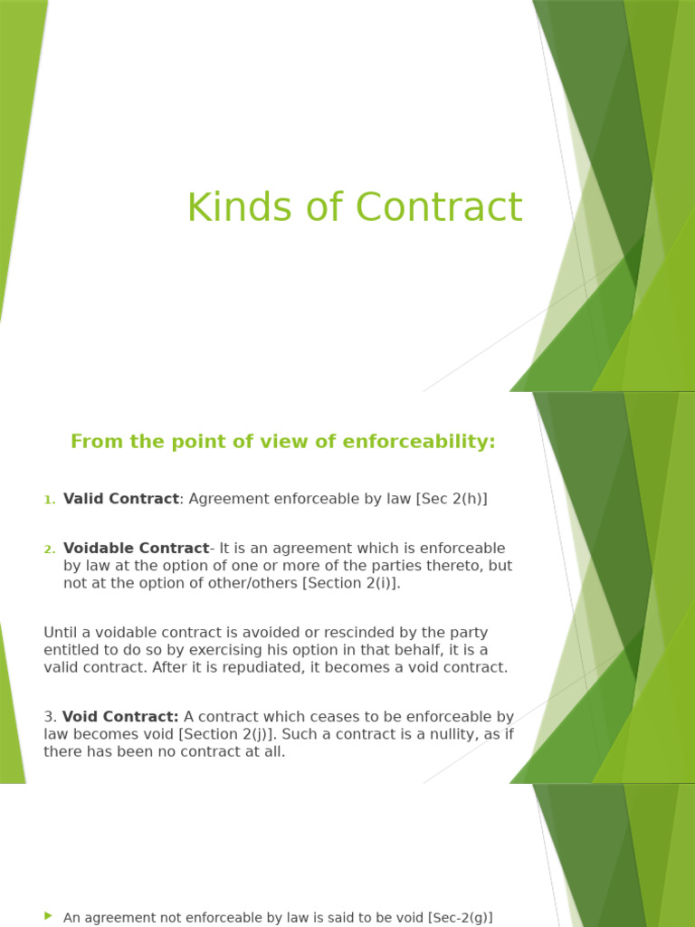 Types of Contracts Explained | PDF | Void (Law) | Offer And Acceptance