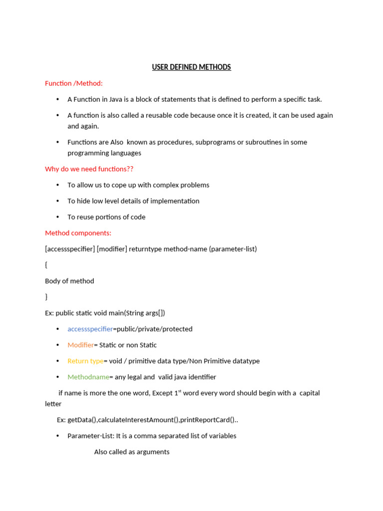 Java Functions and Methods Explained | PDF | Parameter (Computer ...