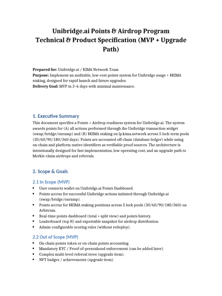 Unibridge Points and Airdrop Spec | PDF | Software | Information Technology
