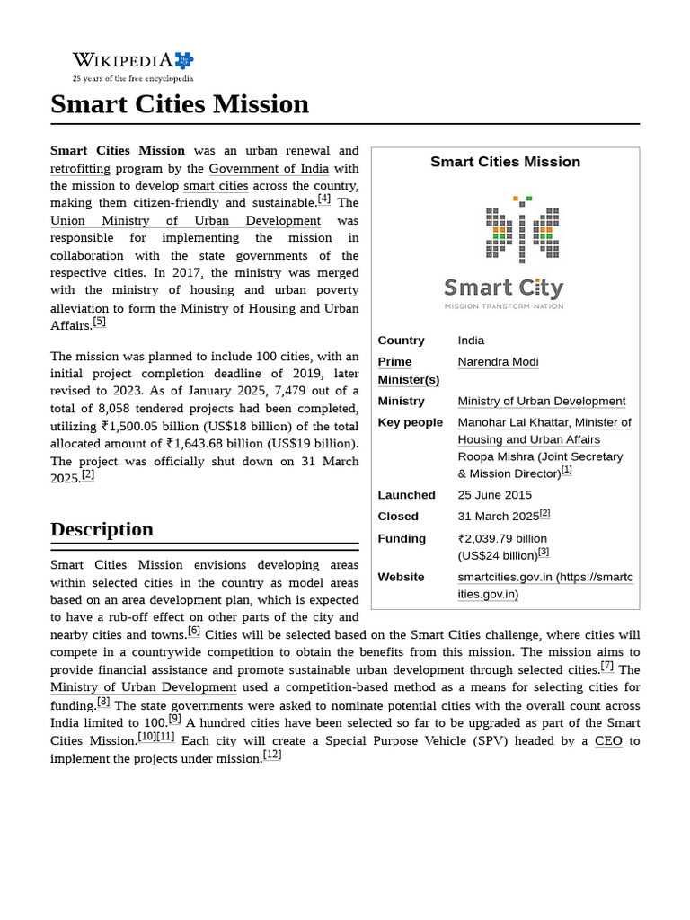 India’s Smart Cities Mission Overview | PDF | Government Of India ...