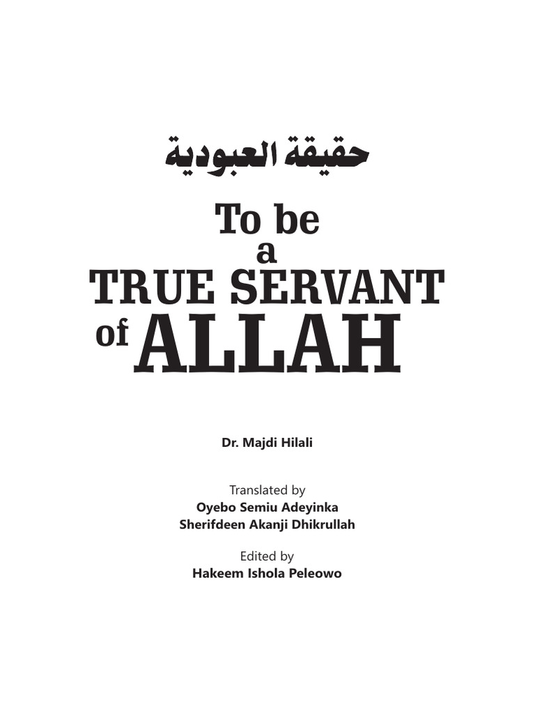 True Servant of Allah: A Guide | PDF | God In Islam | Allah