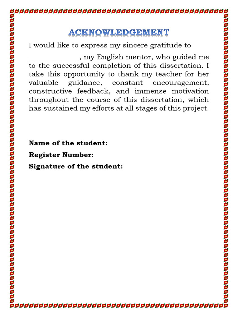 Dissertation Acknowledgment Template | PDF