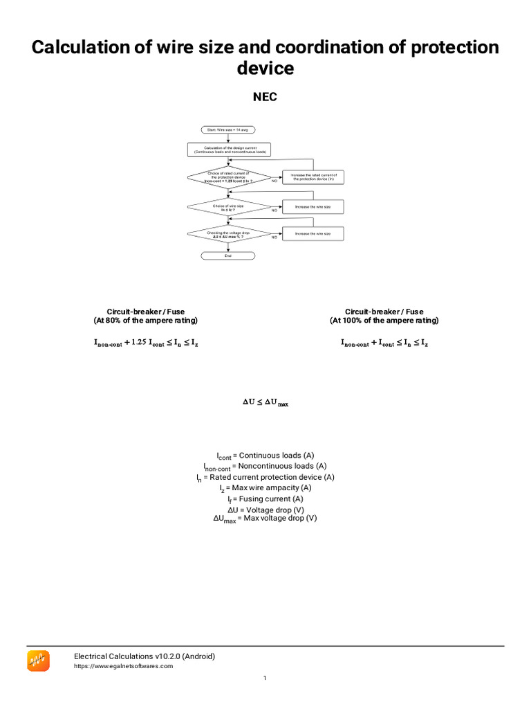 Wire Size & Protection Device Calculations | PDF