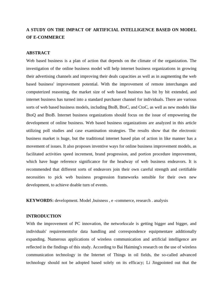 A Study on the Impact of Artificial Intelligence Based on Model of E ...