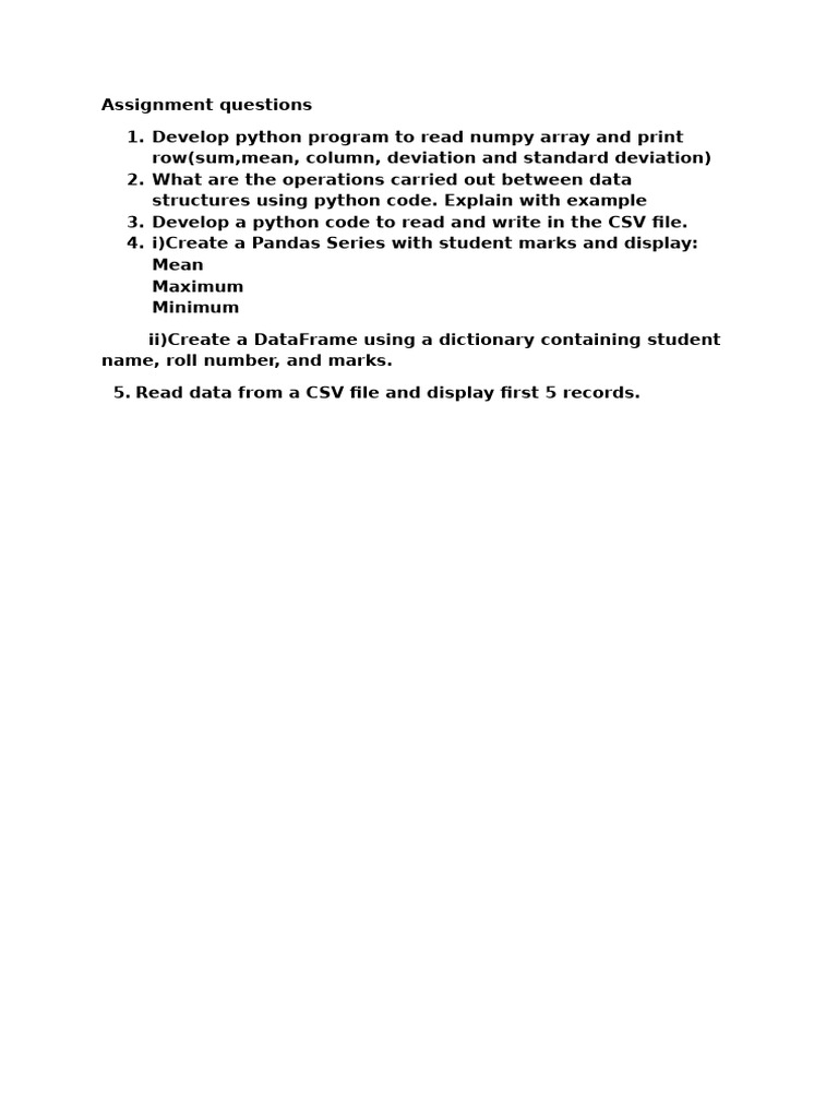 Python Programming Assignment Questions | PDF