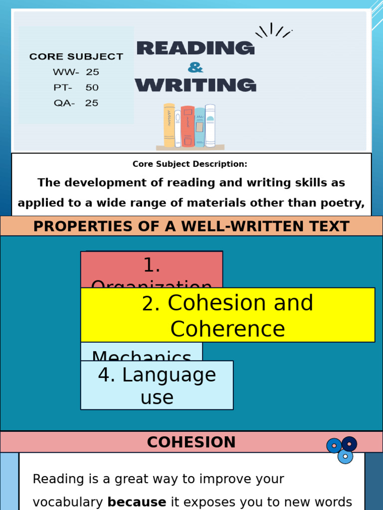 Writing Skills: Cohesion & Coherence | PDF | Cognitive Science | Syntax