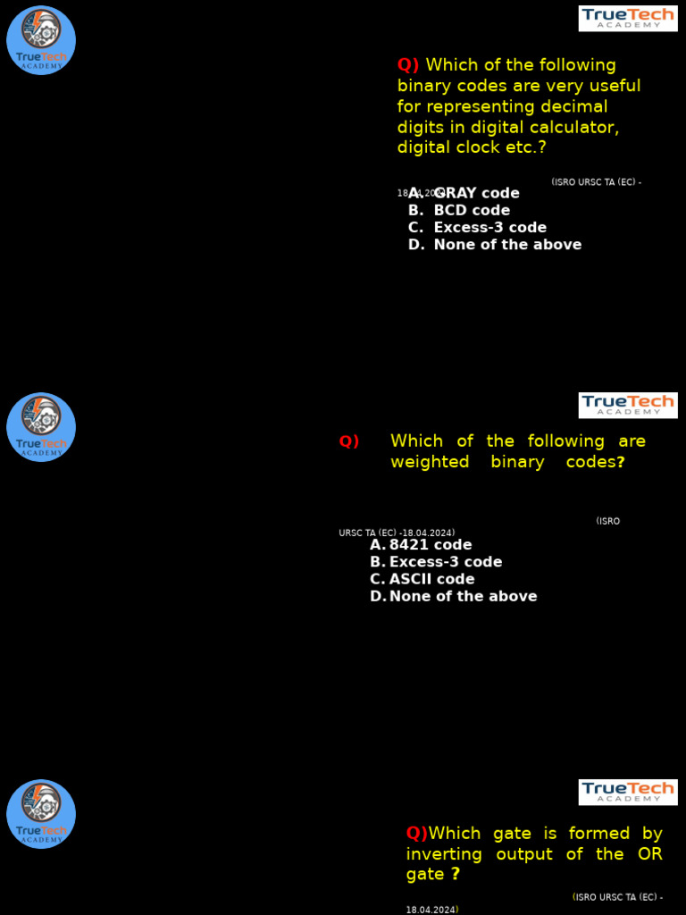 Binary Codes and Logic Gates Quiz | PDF | Error Detection And ...