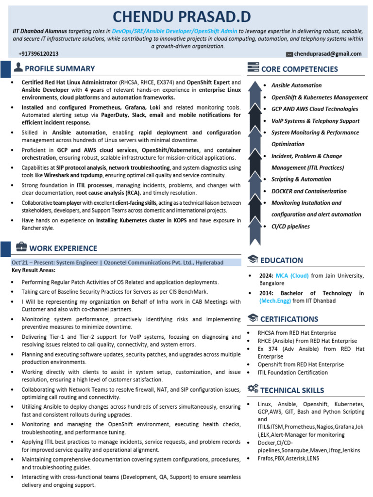 DevOps/SRE Expert with Ansible & OpenShift | PDF | Cloud Computing ...