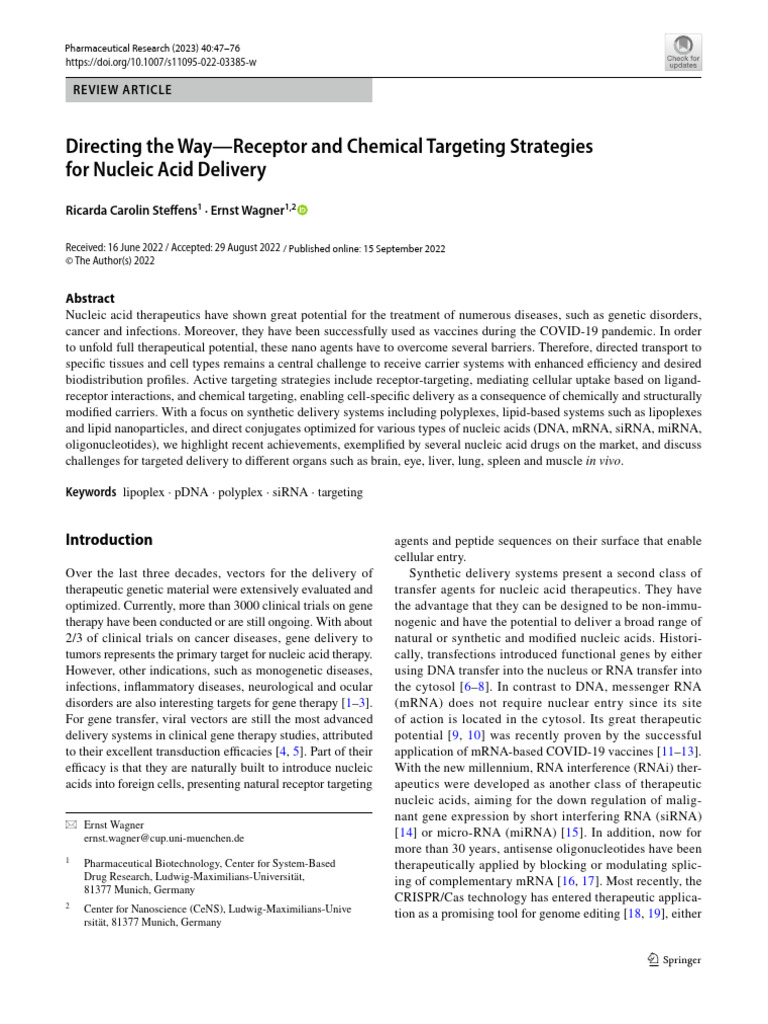 Nucleic Acid Delivery Targeting Strategies | PDF | Small Interfering ...