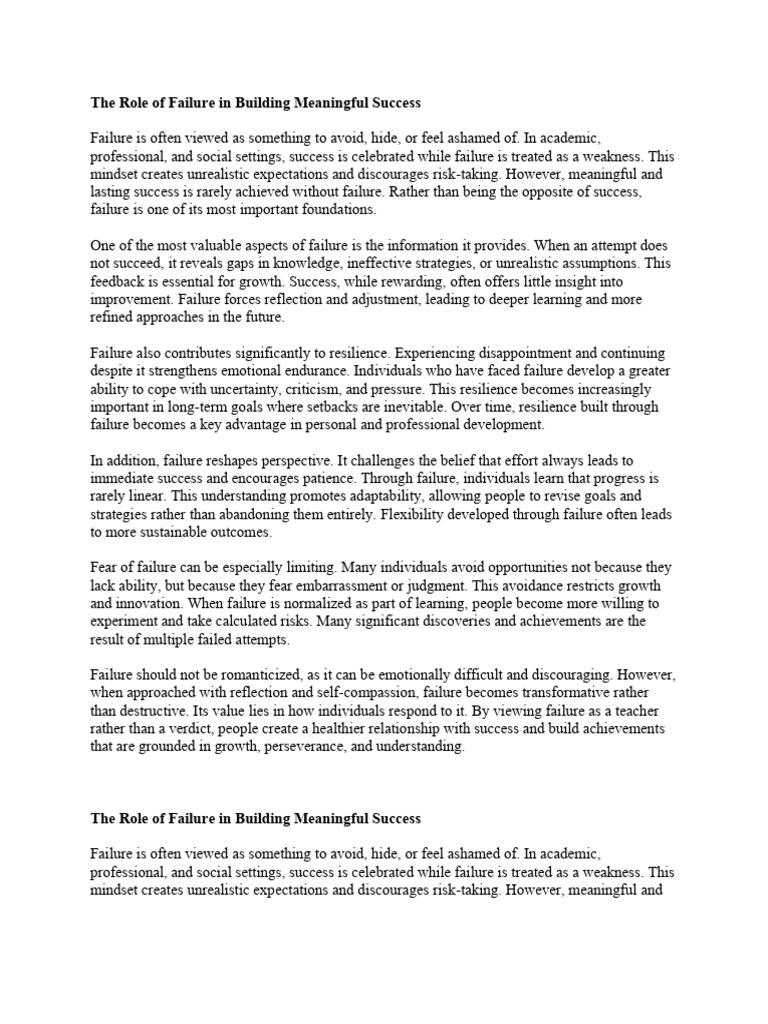 Embracing Failure for Lasting Success | PDF | Psychological Resilience ...