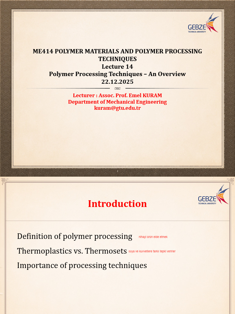 ME414 - Lecture 14 - Polymer Processing Techniques - An Overview | PDF ...