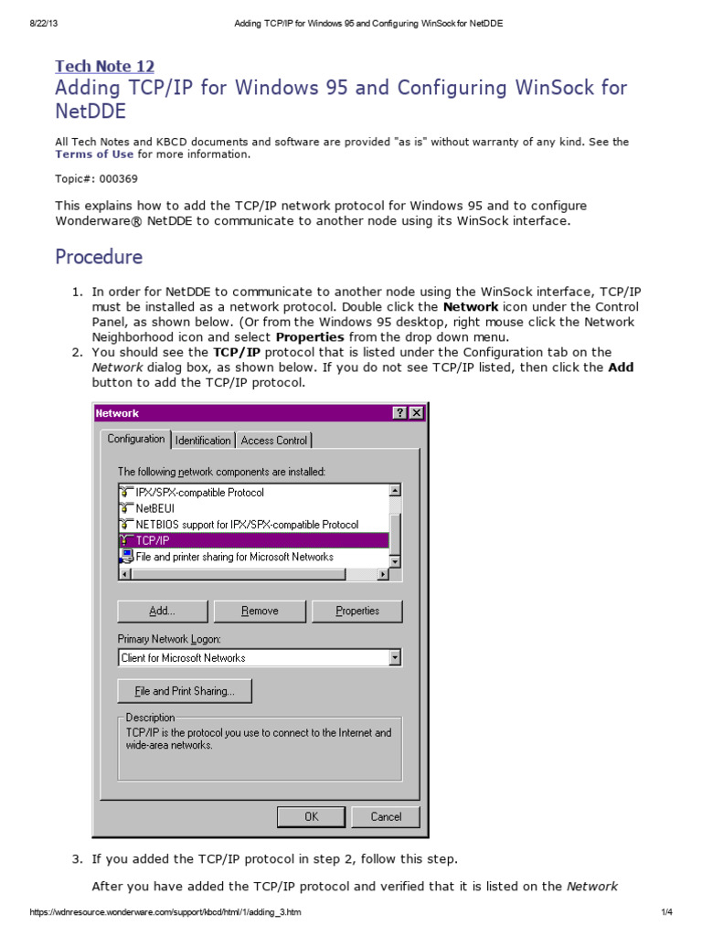 Configure TCP/IP for Windows 95 | PDF | Ip Address | Computer Network