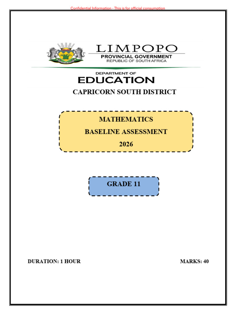 Grade 11 Mathematics Assessment 2026 | PDF | Mathematics