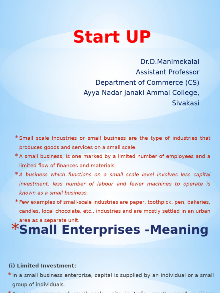 Characteristics and Objectives of Small Enterprises | PDF | Employment ...