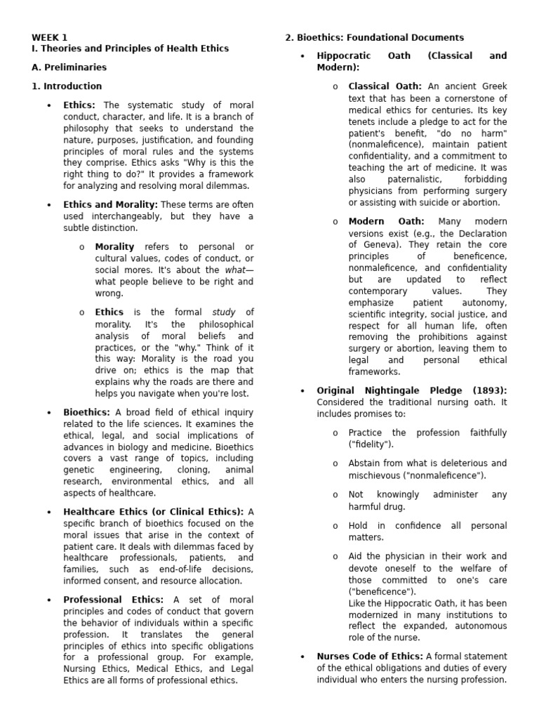 Health Ethics: Principles and Values | PDF | Bioethics | Morality