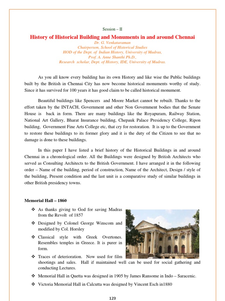 History of Historical Monuments in and Around Chennai | PDF
