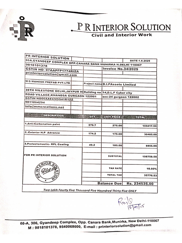 Ra-3 Bill PR Interior Solution | PDF