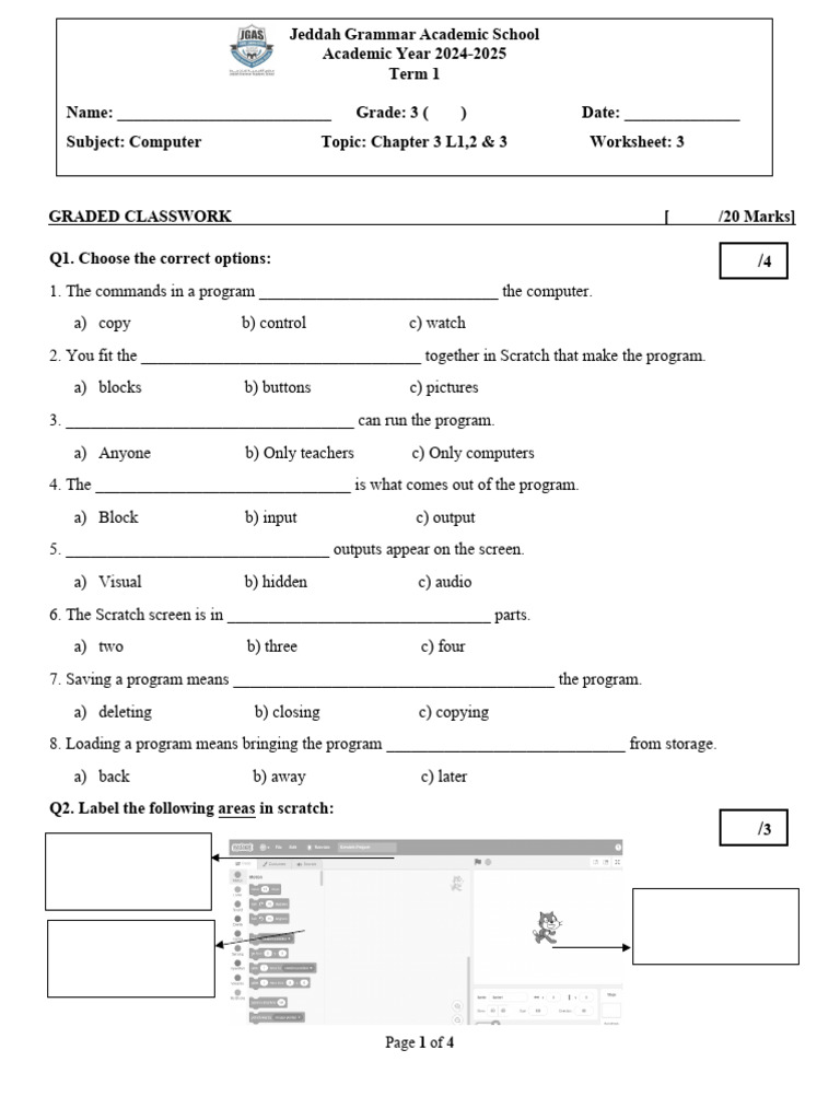 Scratch Programming Classwork Worksheet | PDF | Chess Theory | Chess