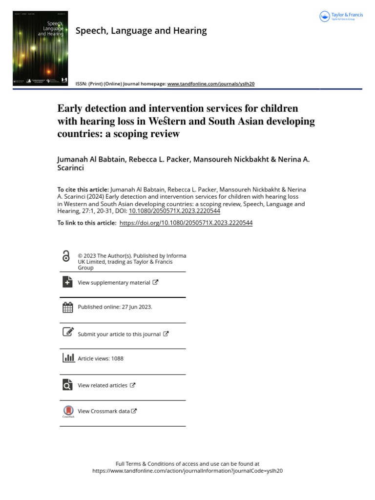 Early Detection and Intervention Services For Children With Hearing ...