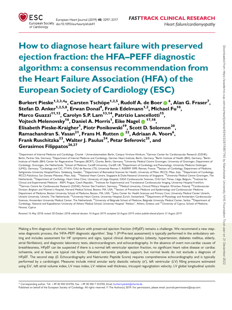 HFA-PEFF Algorithm for Heart Failure Diagnosis | PDF | Echocardiography ...