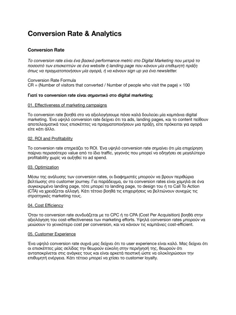 Conversion Rate & Analytics | PDF