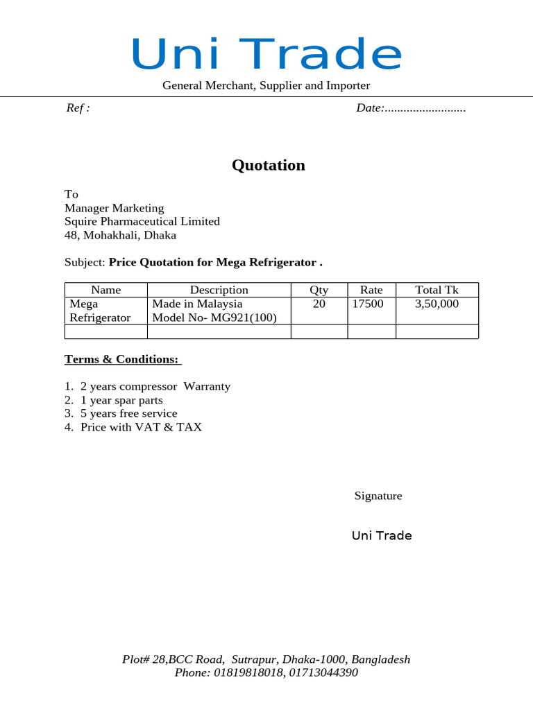 Uni Trade Qty DG | PDF