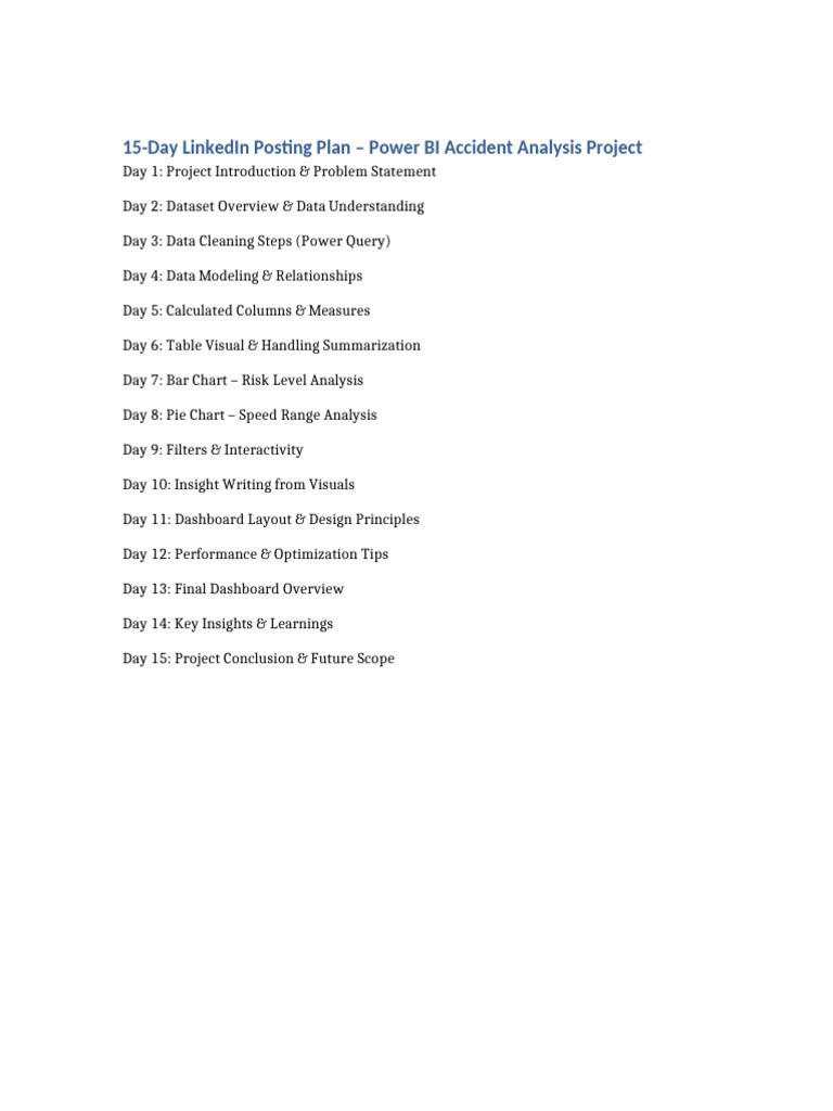 15 Days LinkedIn Posting Plan PowerBI Project | PDF