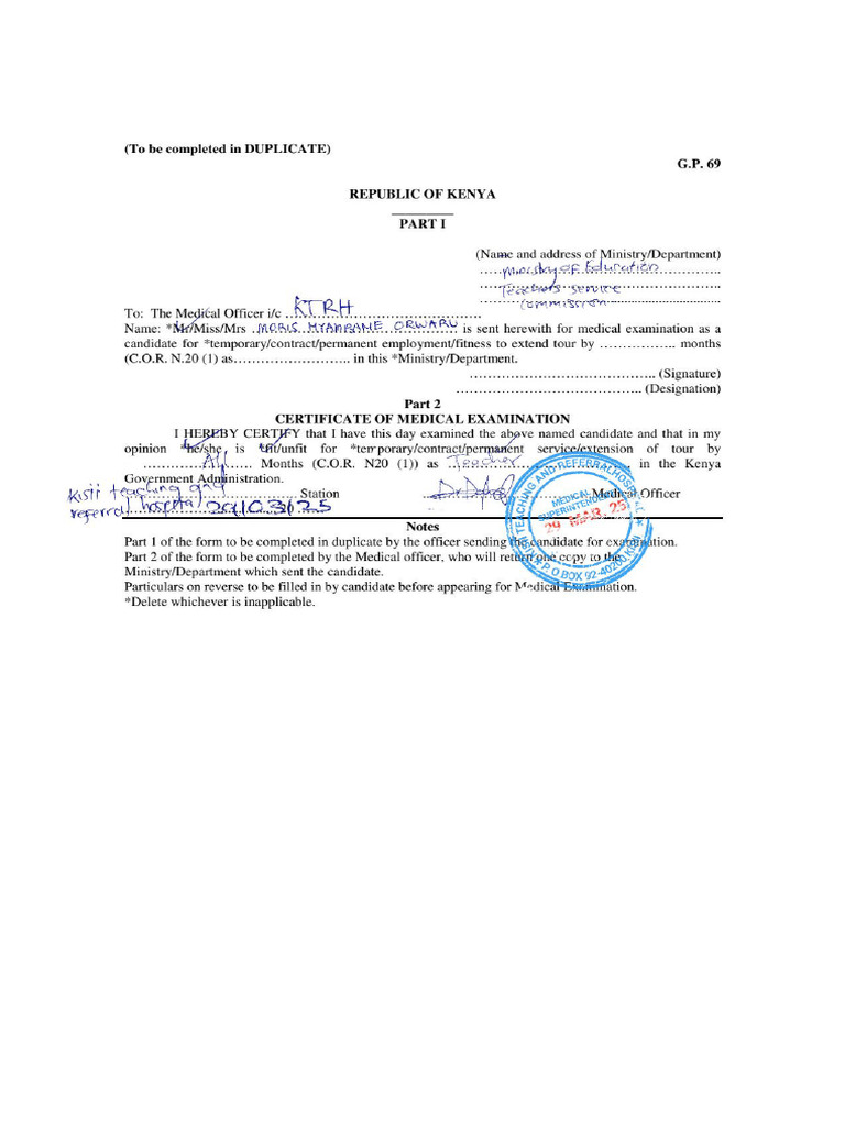 Gp 69 Medical Form-1 | PDF