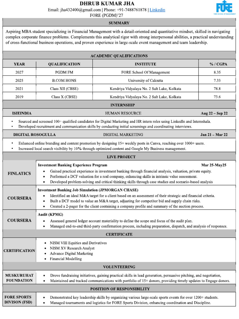 CV - Dhrub Kumar Jha. | PDF