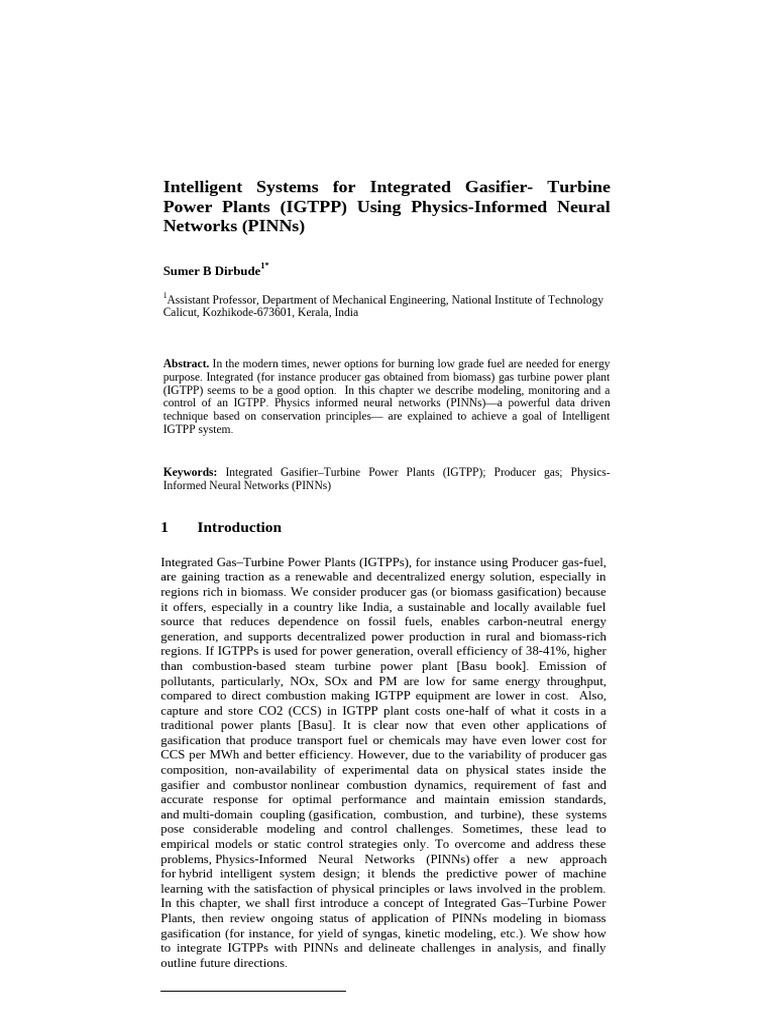 Intelligent Systems for IGTPP Using PINNs | PDF | Gasification | Energy ...