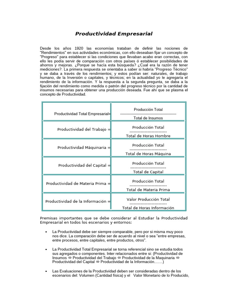 Claves de la Productividad Empresarial | PDF | Business | Capital ...