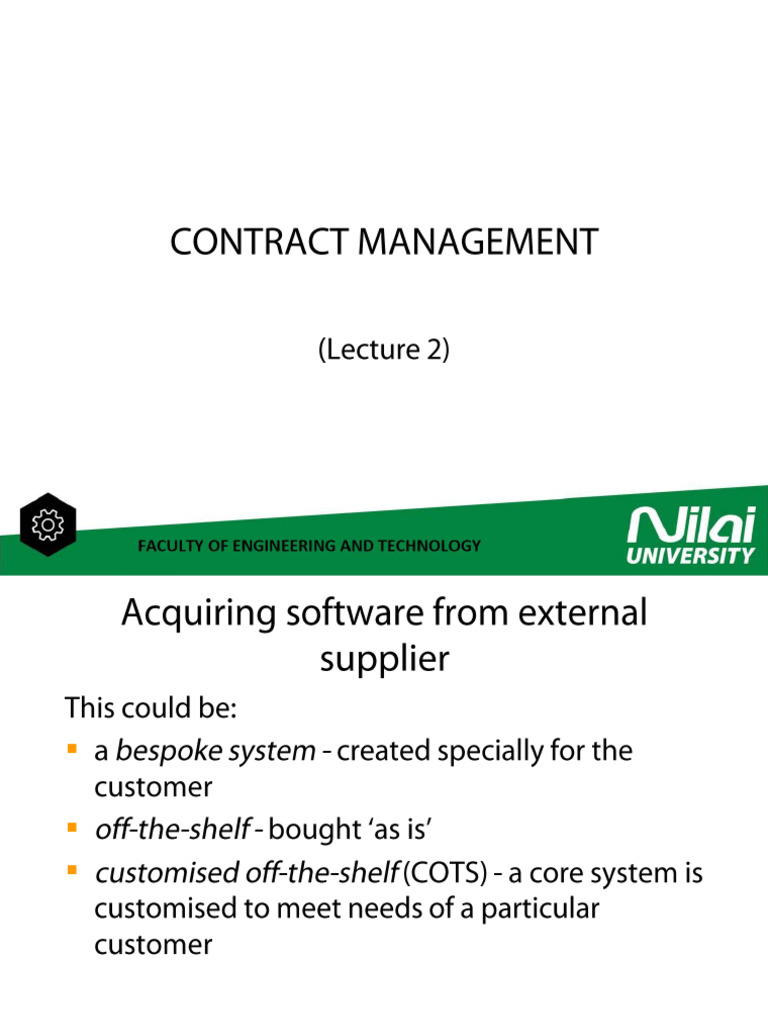 Lecture 2 - Contract Management | PDF