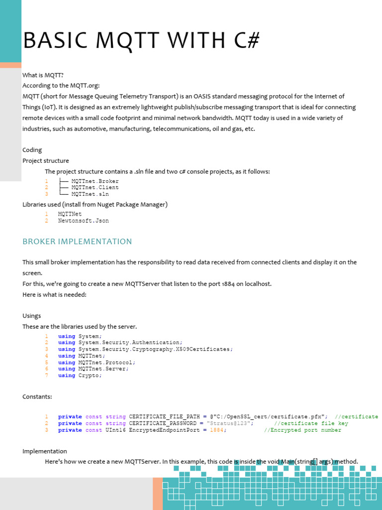 Basic MQTT Implementation in C# | PDF | Computing | Cryptography