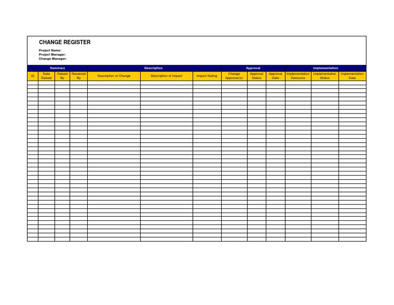 Template - Change Register | PDF