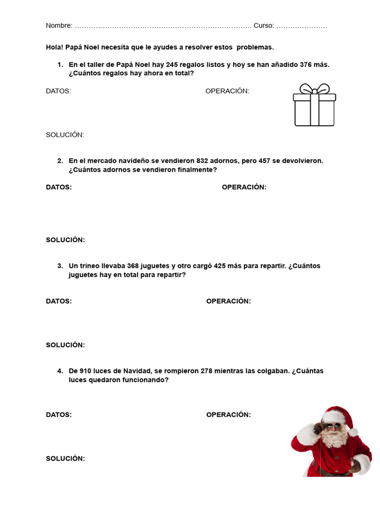 Problemas Matemáticos Navideños | PDF
