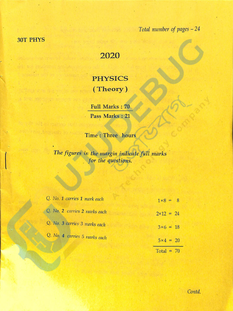 HS 2nd Year Science 2020 PHYSICS | PDF