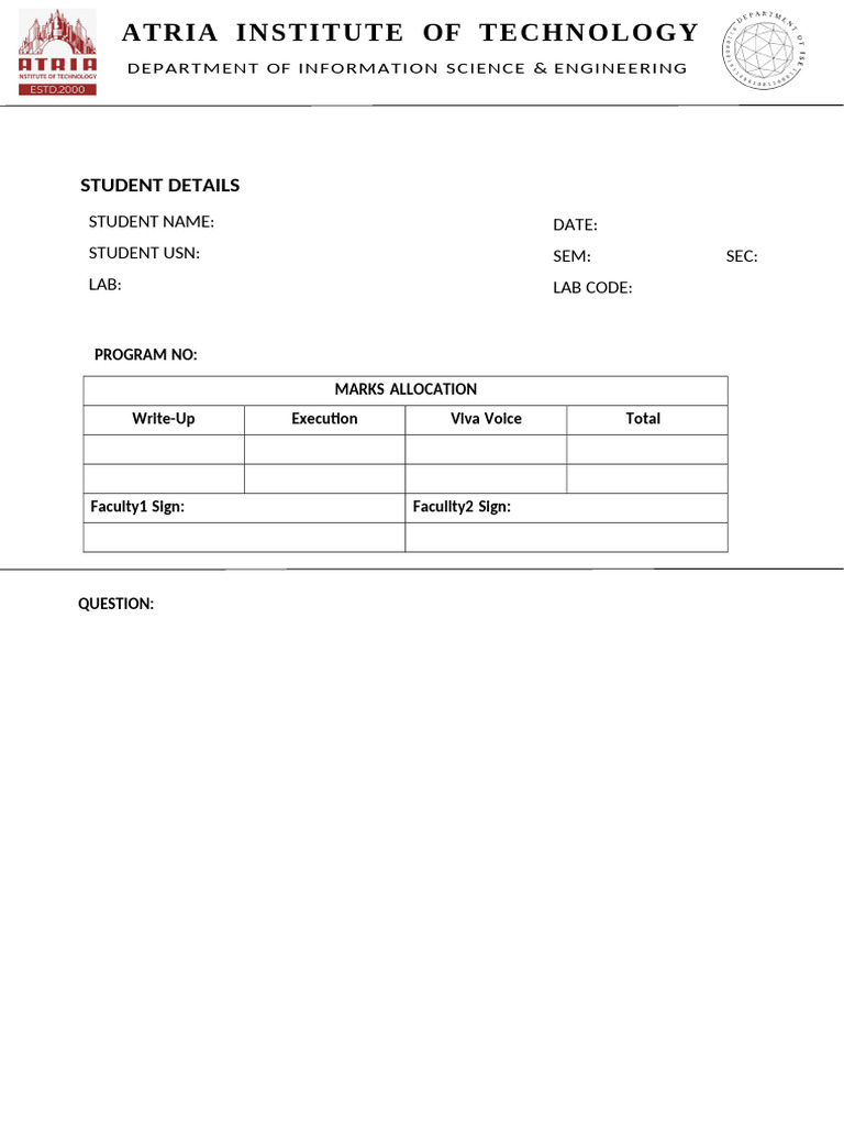 Lab Marks Allocation Template | PDF